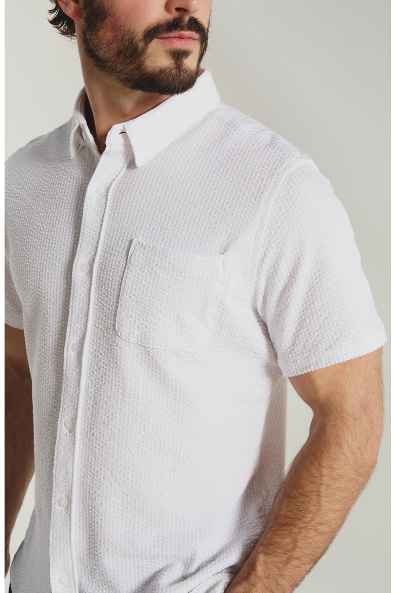 Bennet Stripe Seersucker Short Sleeve Button-Up Shirt, Alternate, color, IVORY