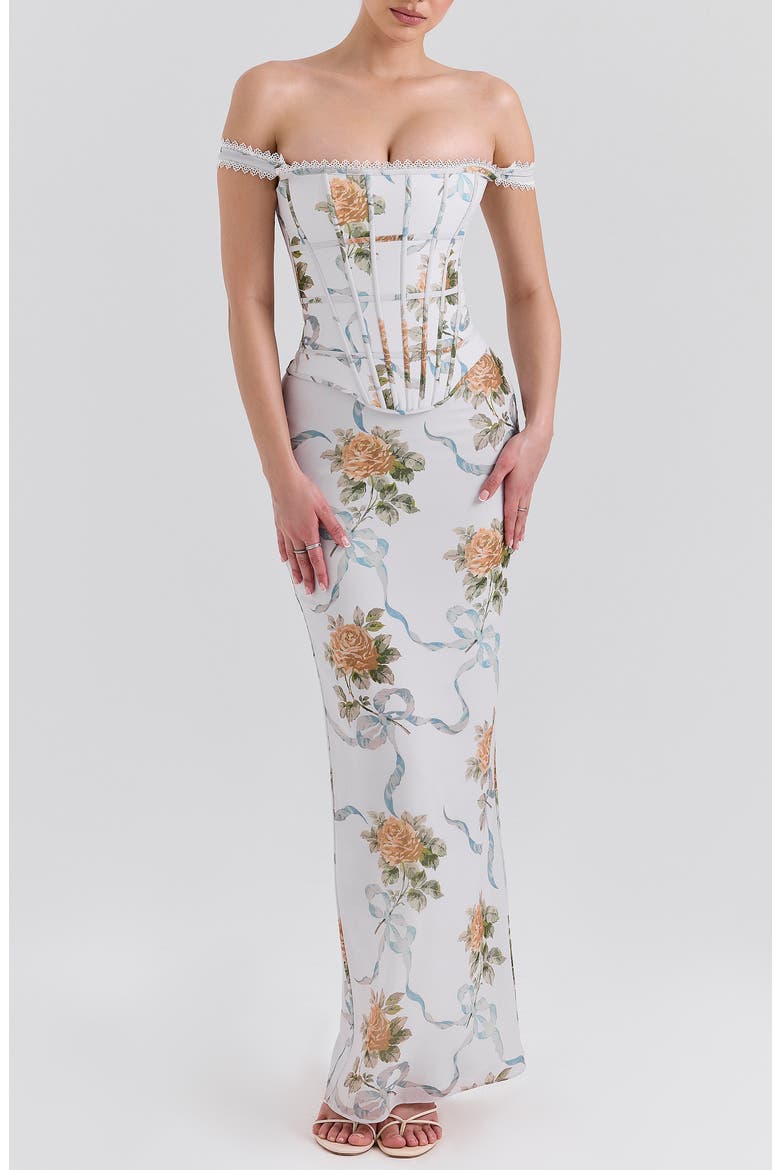 Clemmie Georgette Column Gown, Main, color, YELLOW ROSE OFF WHITE