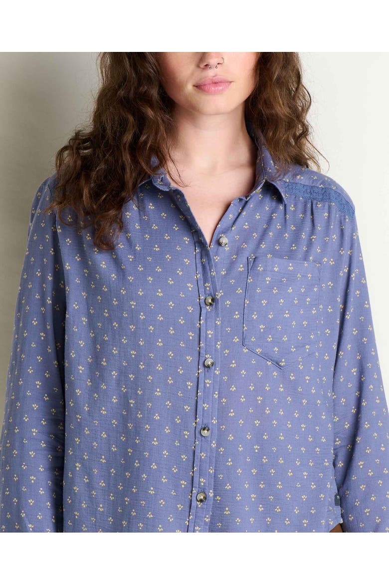 Manzana Boxy Long Sleeve Shirt, Alternate, color, Ocean Print