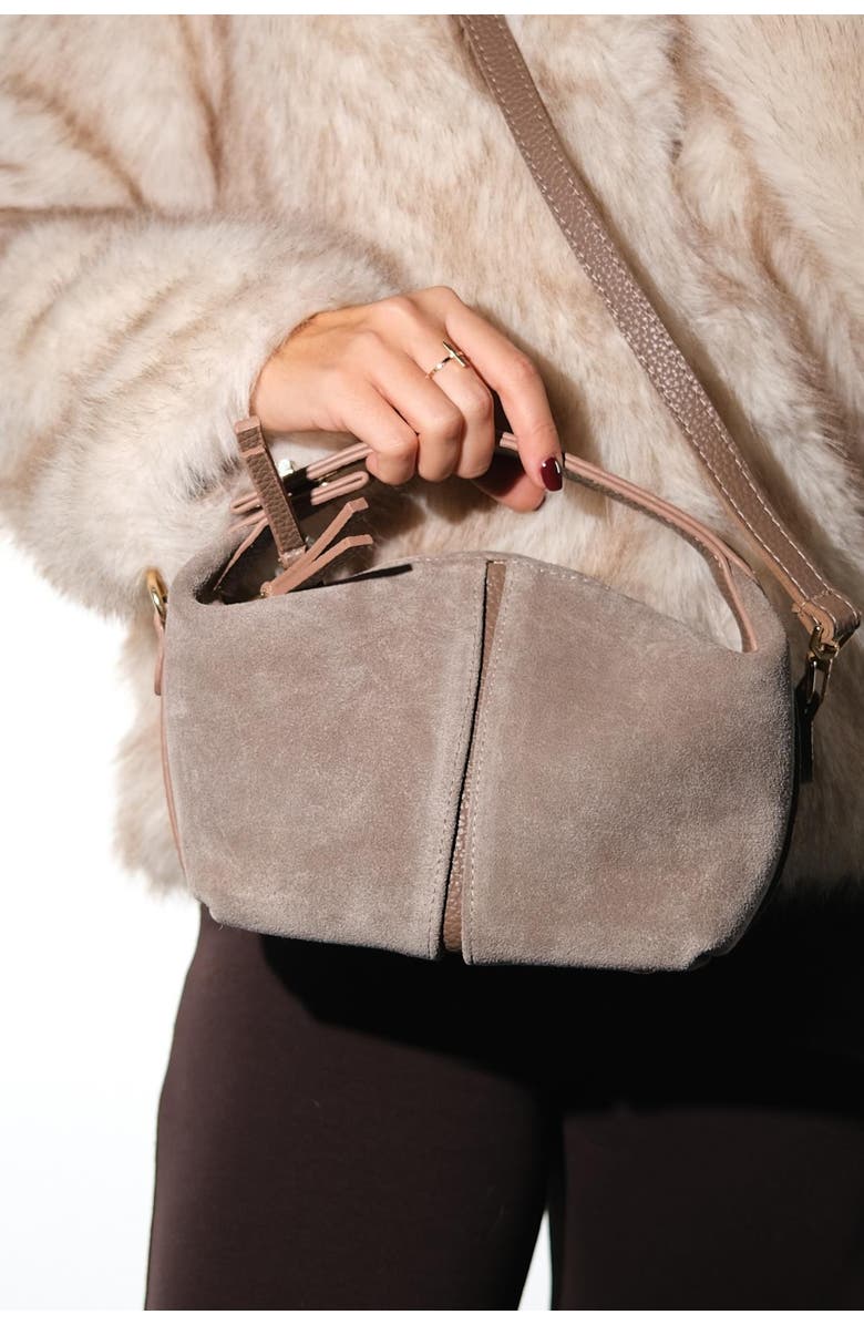 Forever & Always Shoes ISLAND Leather Shoulder Bag, Alternate, color, Beige Suede