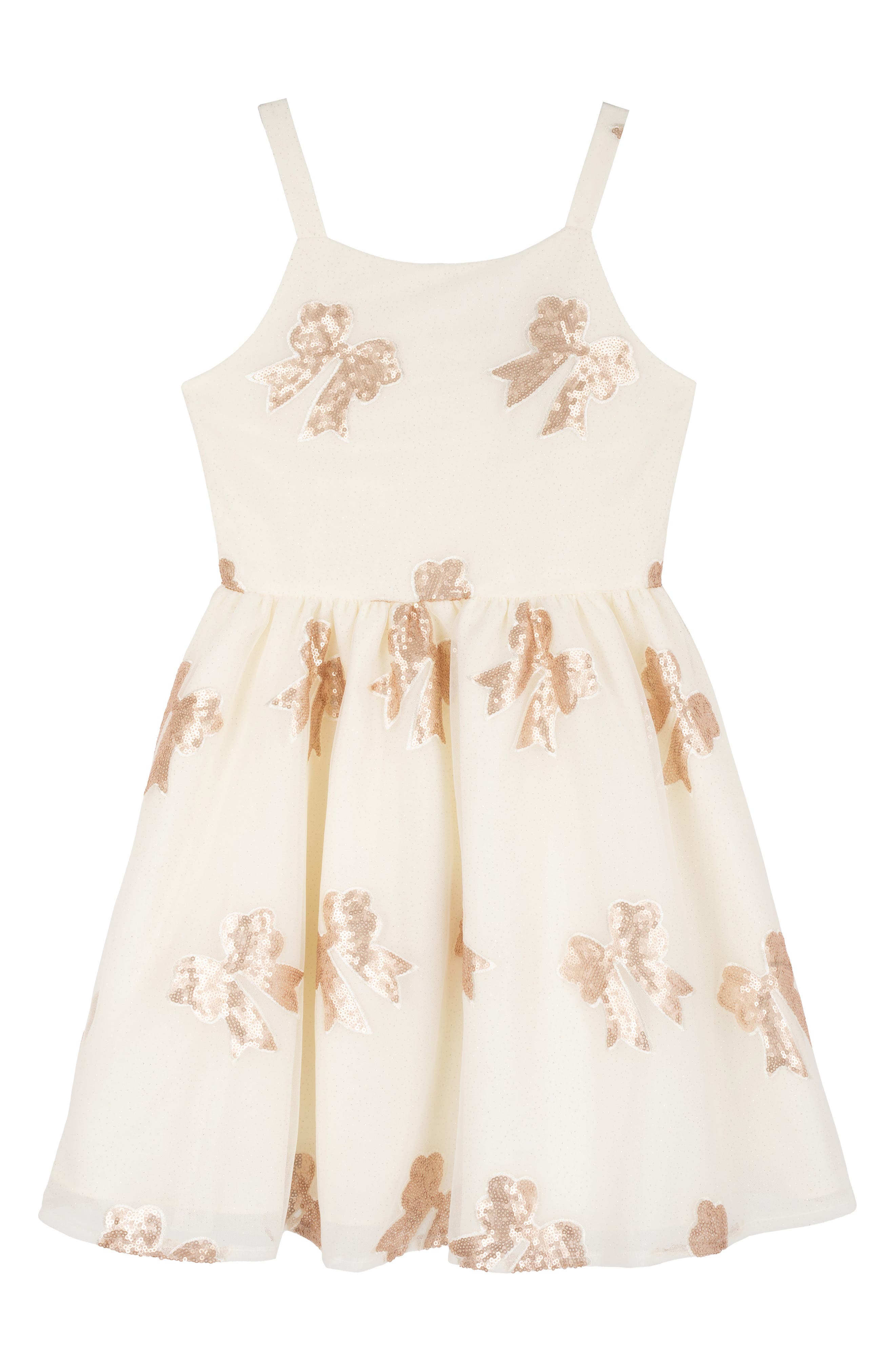 Kids' Sequin Bow Glitter Mesh Dress