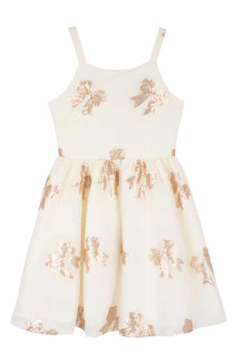 Kids' Sequin Bow Glitter Mesh Dress