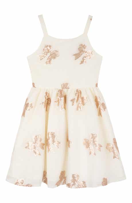 Kids' Sequin Bow Glitter Mesh Dress