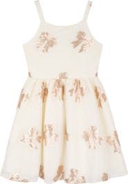 Rare Editions Kids' Sequin Bow Glitter Mesh Dress