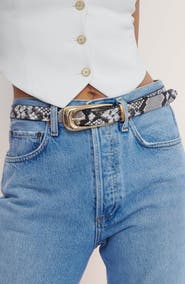Ettika Snakeskin Print Leather Belt