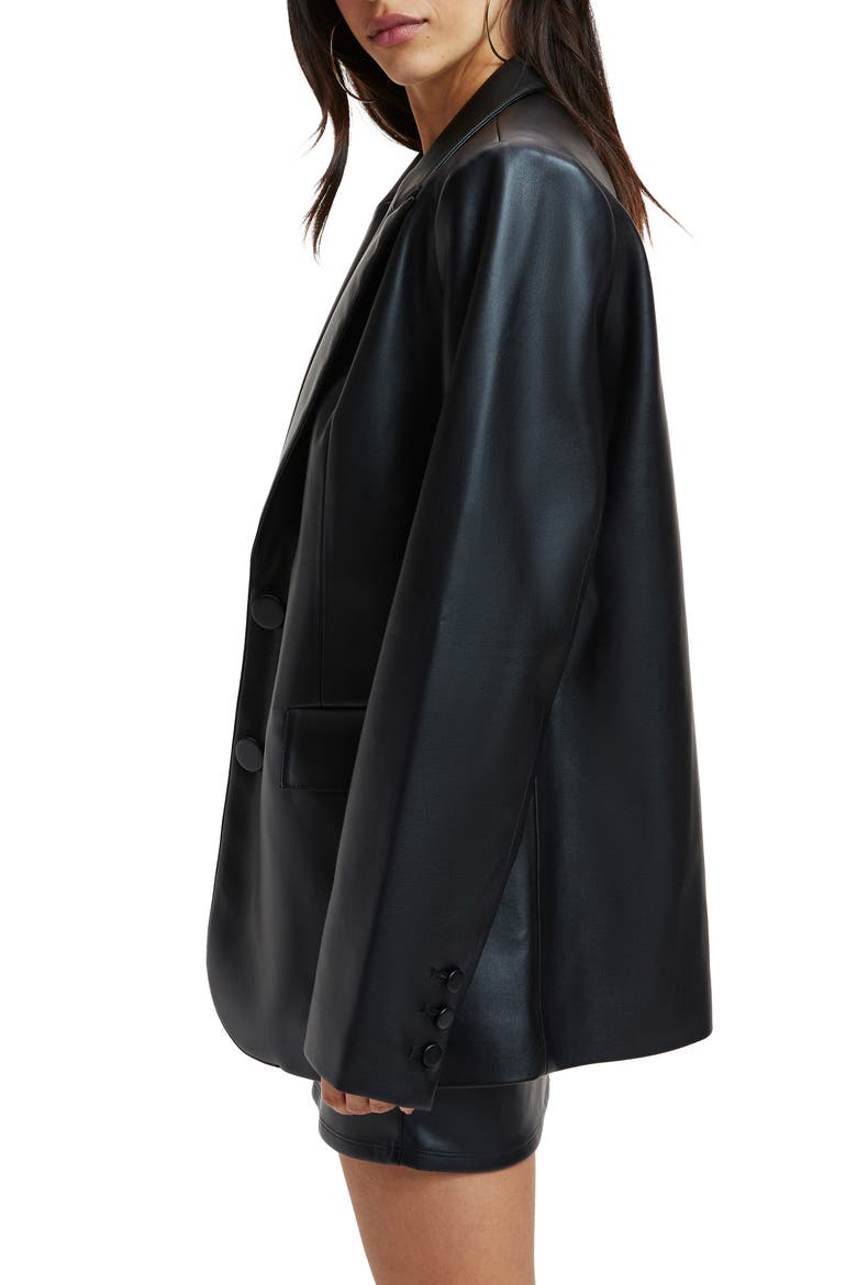 Better Than Leather Faux Leather Blazer, Alternate, color, BLACK001