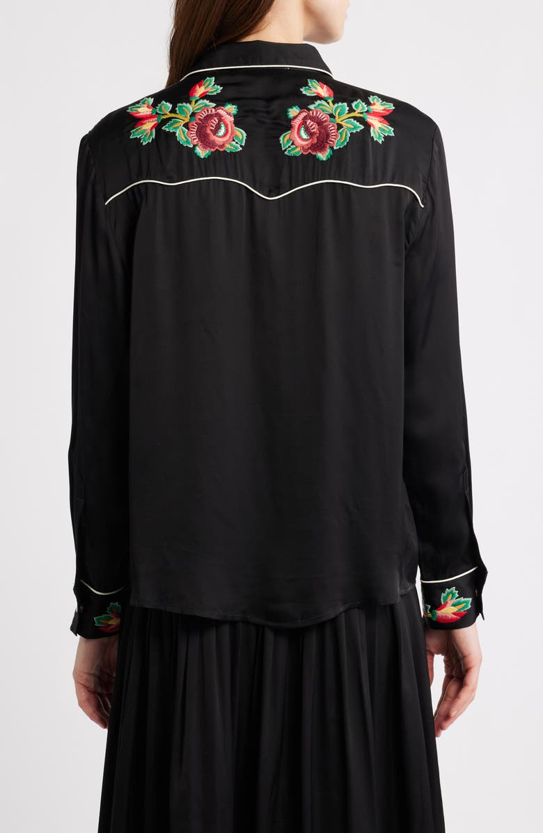 THE GREAT. Heirloom Rose Snap-Up Shirt, Alternate, color, Black