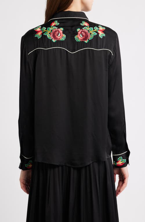 The Great . Heirloom Rose Snap-up Shirt In Black