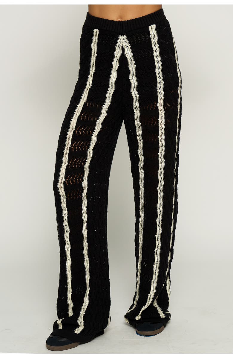 Central Park West Novelty Stitch Midrise Pant, Main, color, Black