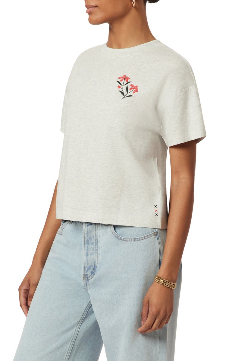 Scotch & Soda Dyed Boxy Crop Graphic T-Shirt, Alternate, color, Light Grey Heather