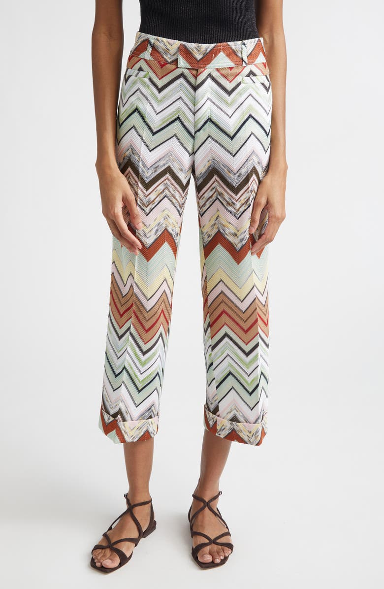 Missoni Chevron Stripe Trousers, Main, color, Light Blue/ Orange/ Green/ Tan