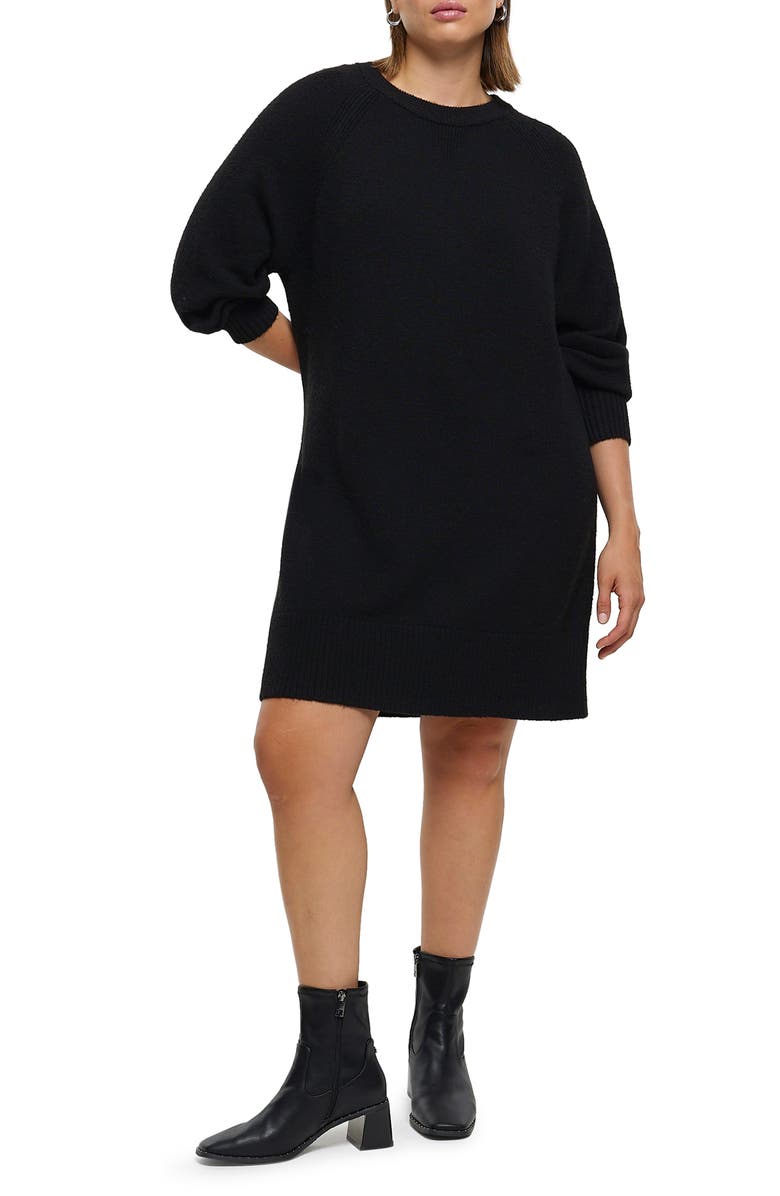 River Island Long Sleeve Crewneck Sweater Dress, Main, color, 