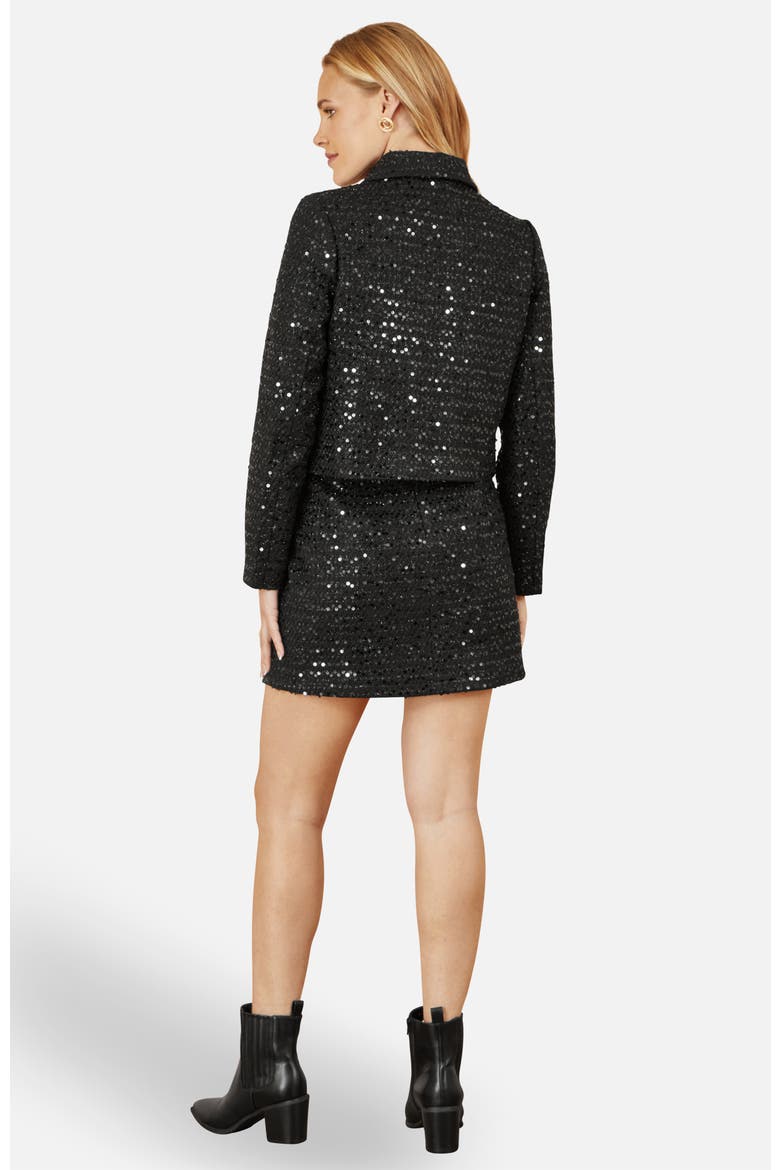 Boucle Sequin Mini Skirt, Alternate, color, Black