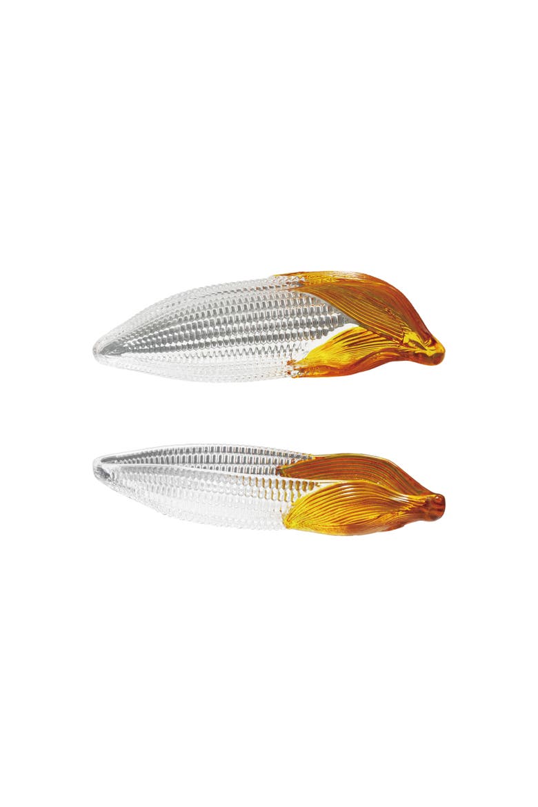 Glass Hand-Painted Corn Dish, Main, color, Amber