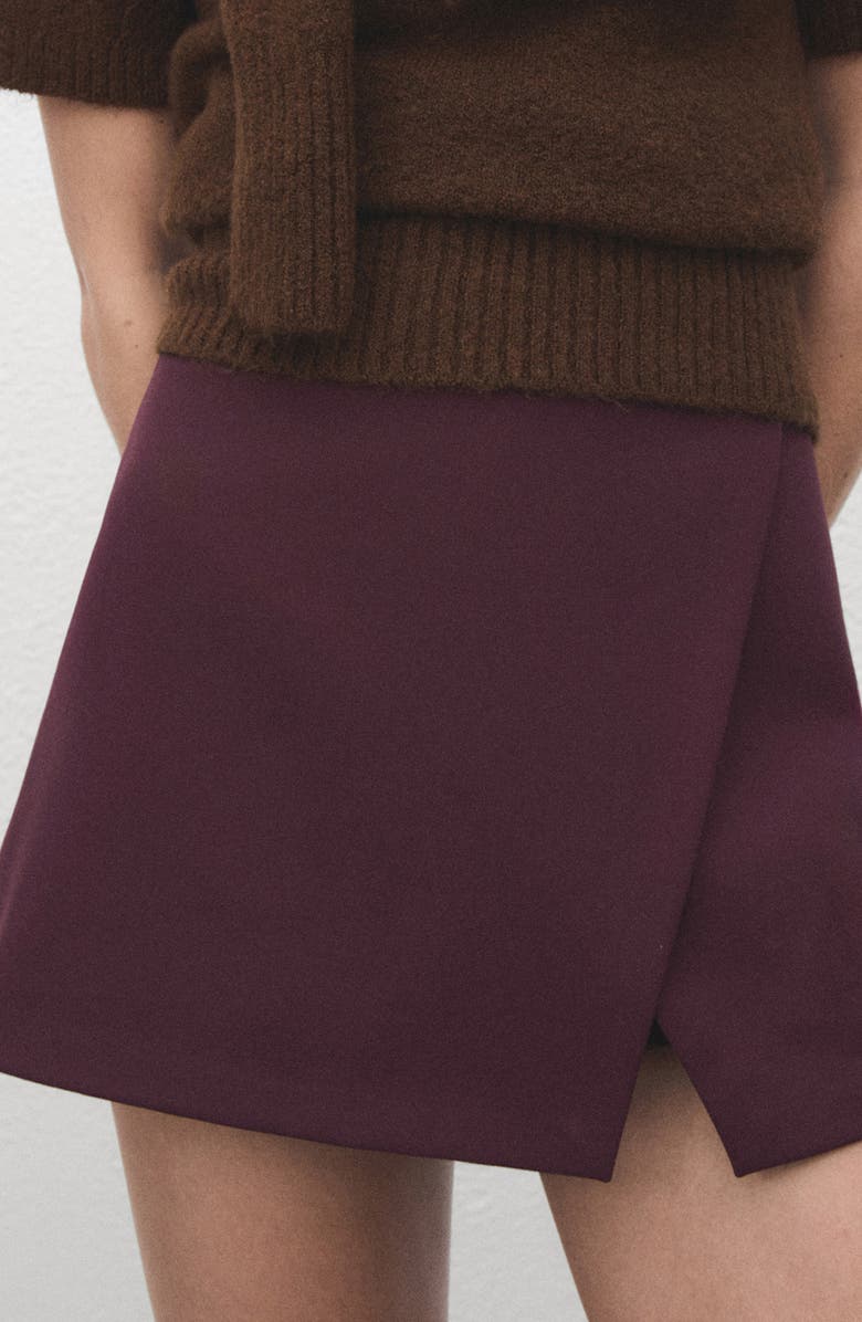 MANGO Faux Wrap Skort, Alternate, color, Maroon