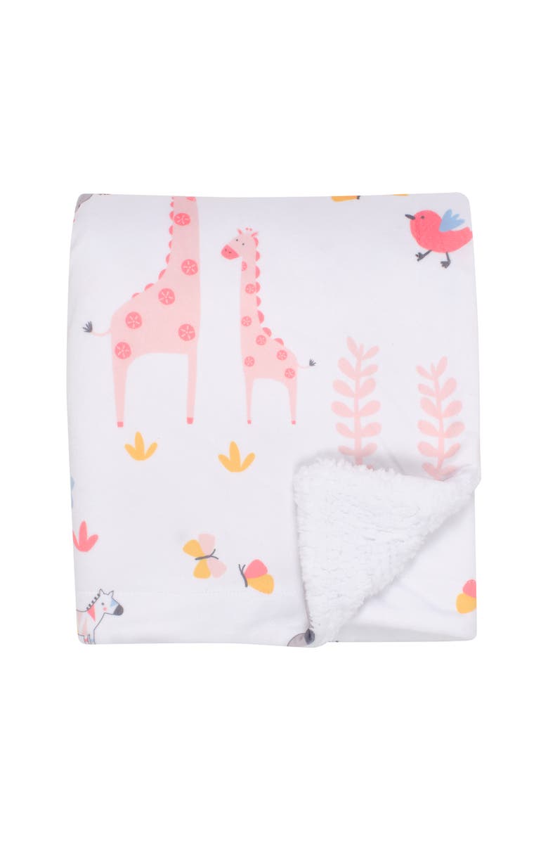 Lambs & Ivy Jazzy Jungle Fleece Safari Animals Soft Baby Blanket, Alternate, color, White