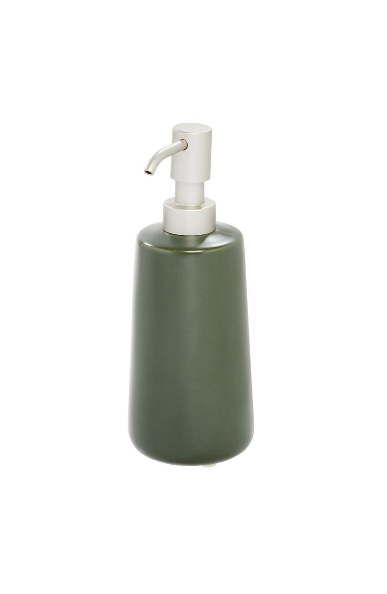 iDesign Ceramic Earth Collection Refillable Tall Soap Dispenser, Moss, Main, color, Moss