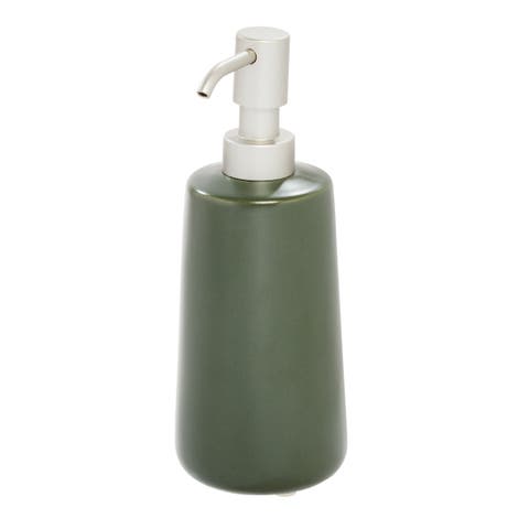 Ceramic Earth Collection Refillable Tall Soap Dispenser, Moss