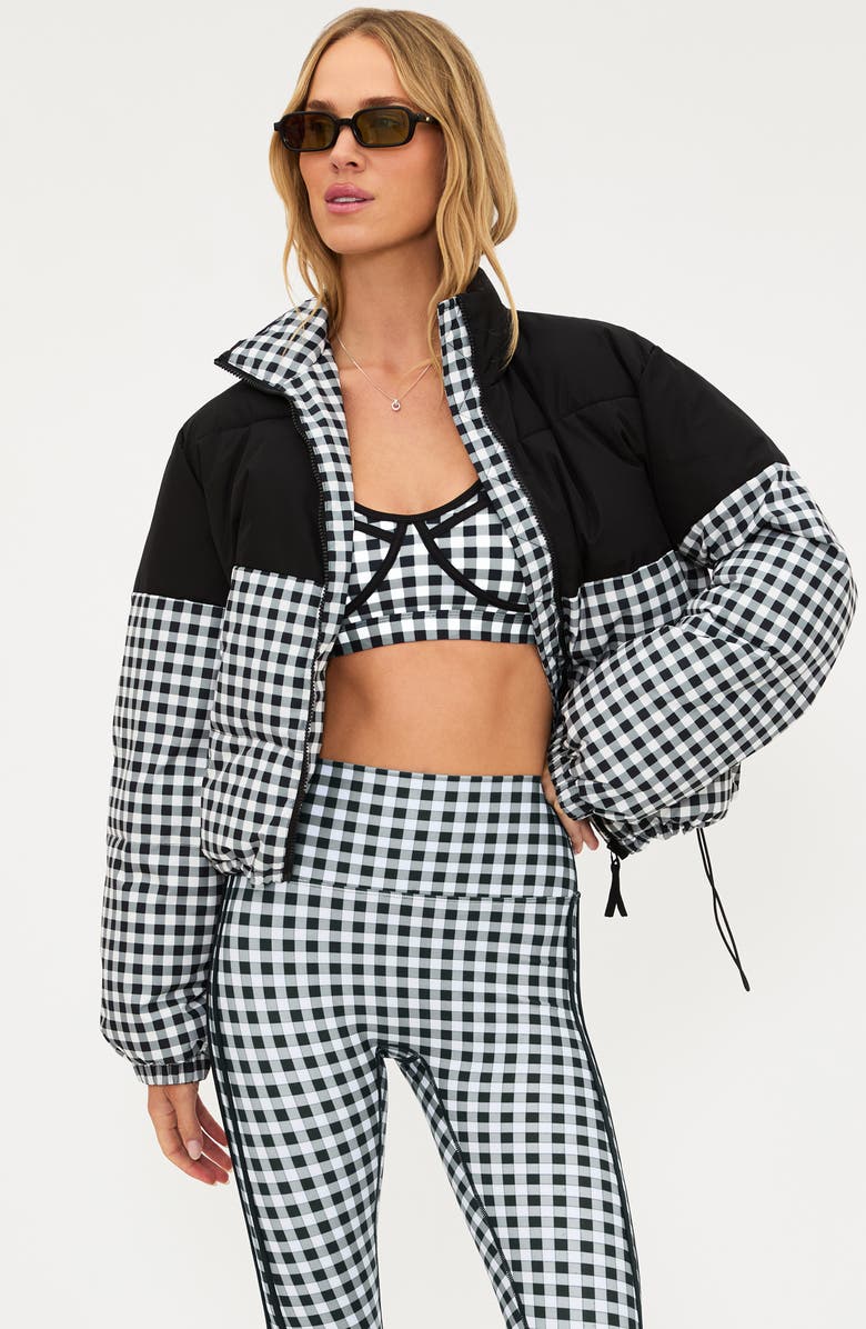Beach Riot Jojo Quilted Puffer Jacket, Alternate, color, Slate Gingham