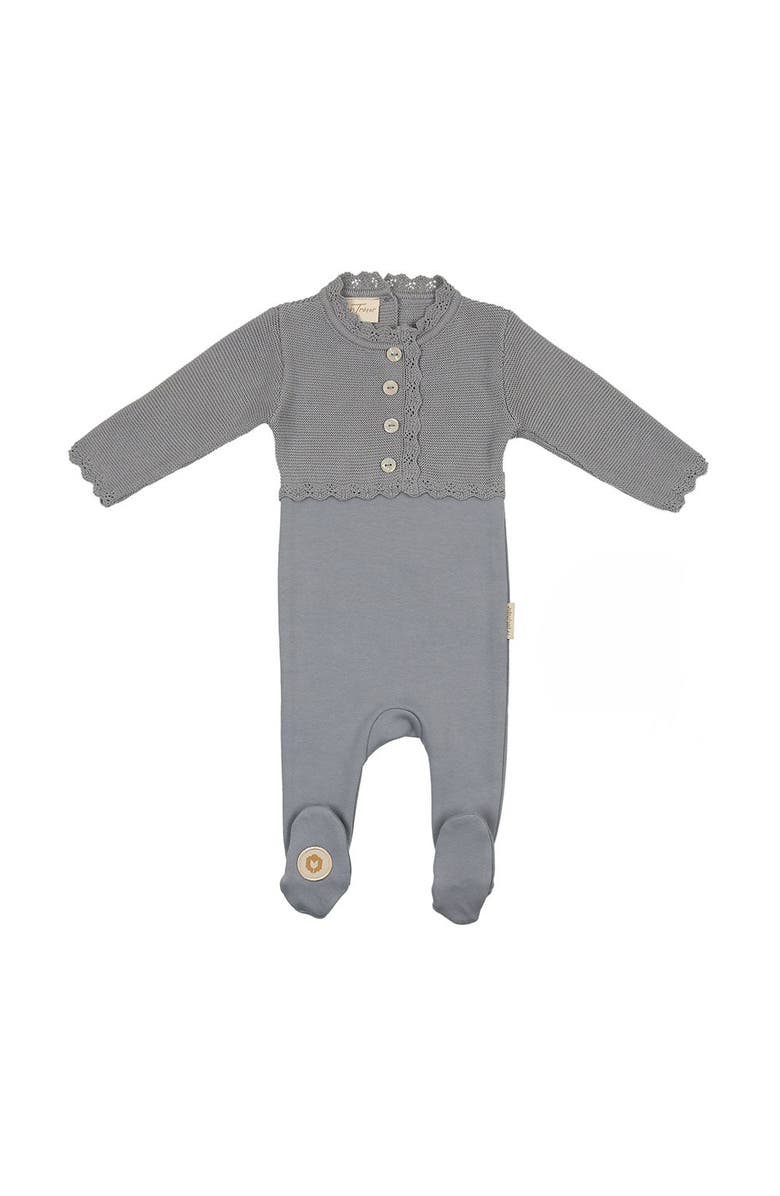 Mon Tresor Bebe Mock-Cardigan Footie, Main, color, 