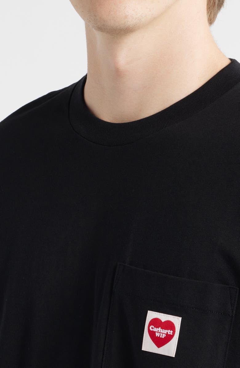 Carhartt Work In Progress Pocket Heart Long Sleeve Cotton T-Shirt, Alternate, color, Black/ Red