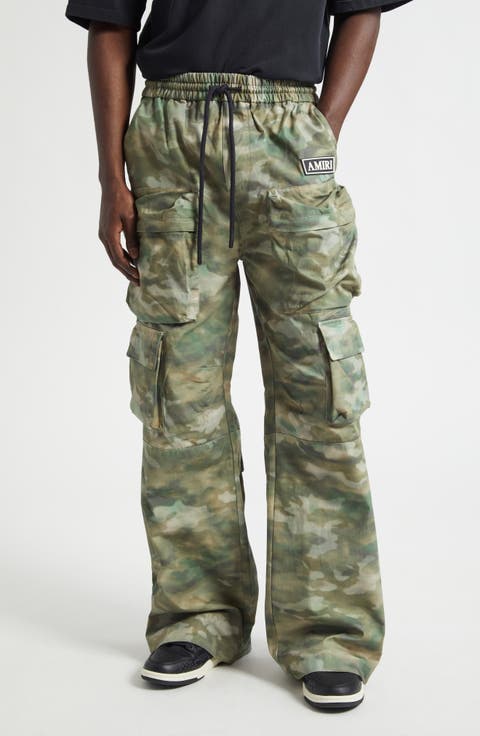 Camo Print Drawstring Cargo Pants