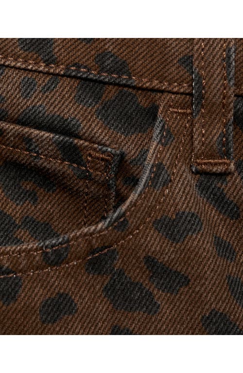 Mango Leopard Print Straight Leg Jeans In Chocolate