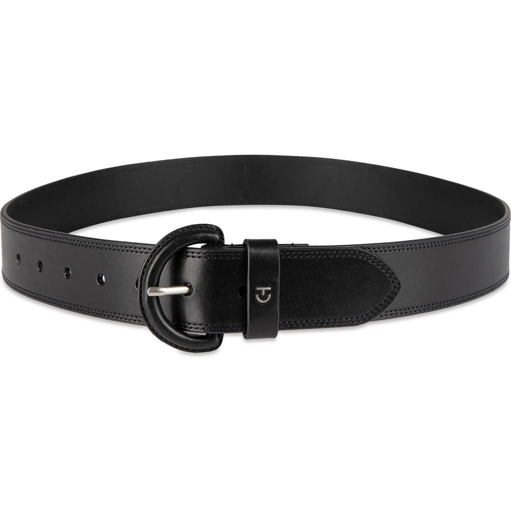 Cole Haan Covered Buckle Leather Belt In Black