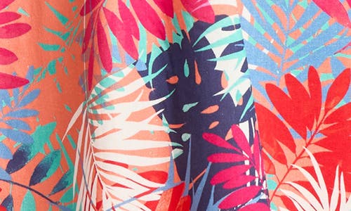 Jones New York Gina Frond Print Linen Blend Trapeze Dress In Multi