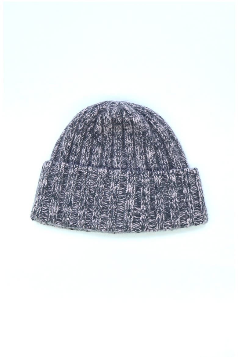 Cashmere tweeded chunky hat, Main, color, DARK GREY/POWDER PINK