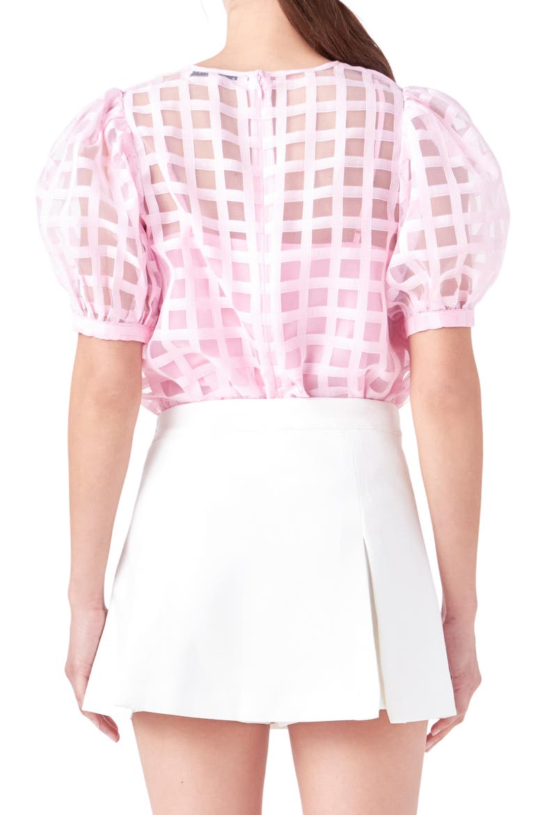 Windowpane Sheer Top, Alternate, color, PINK