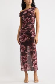 Open Edit Off the Shoulder Mesh Midi Dress