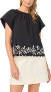Vince Camuto Embroidered Flutter Sleeve Top