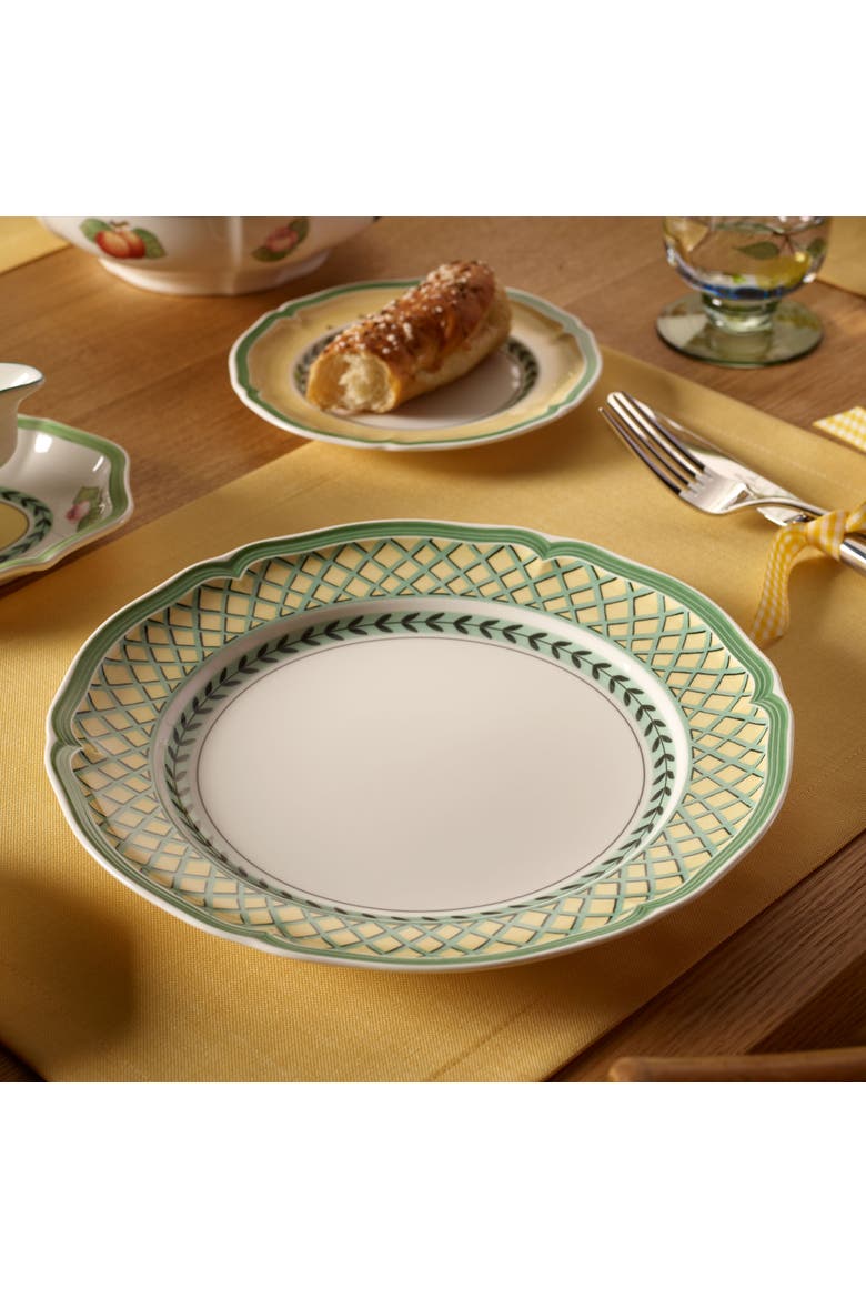 French Garden Orange Dinner Plate, Alternate, color, white