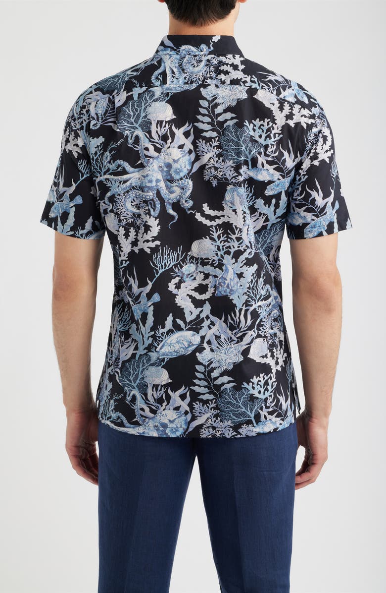 Tori Richard Octopuss Notched Collar Cotton Lawn Shirt, Alternate, color, Black