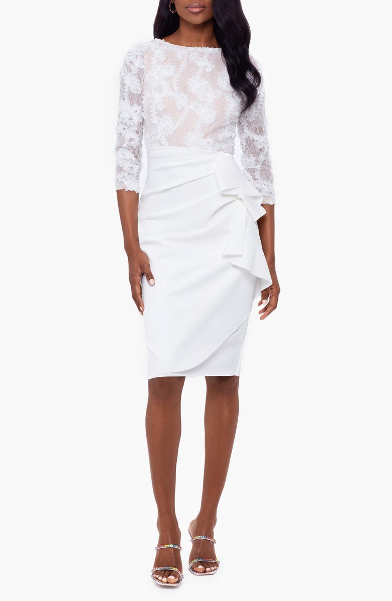 Xscape Evenings Floral Lace Ruffle Sheath Dress | Nordstrom