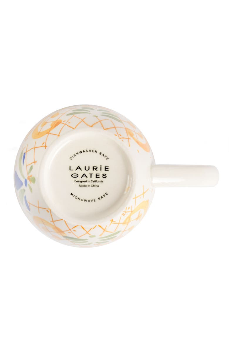 Laurie Gates Tierra Tile 4 Piece 17.4 Ounce Hand Painted Stoneware Mug Set, Alternate, color, White And Multi