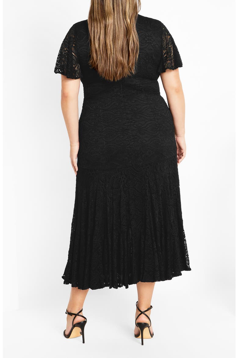 Christa Lace Midi Dress, Alternate, color, BLACK