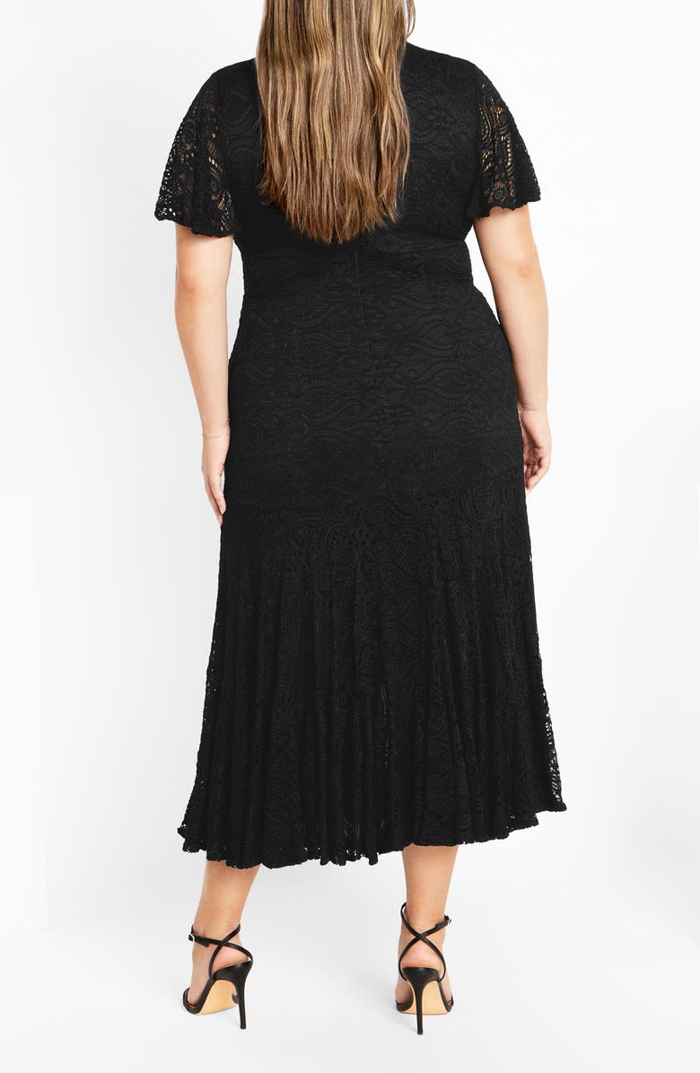 City Chic Christa Lace Midi Dress, Alternate, color, Black
