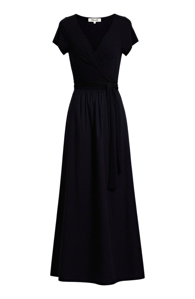 DVF Elena Mixed Media Fit & Flare Dress, Alternate, color, Black