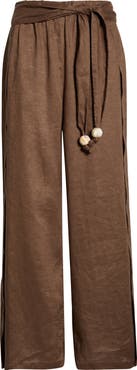 Elan Tie Side Linen Cover-Up Pants
