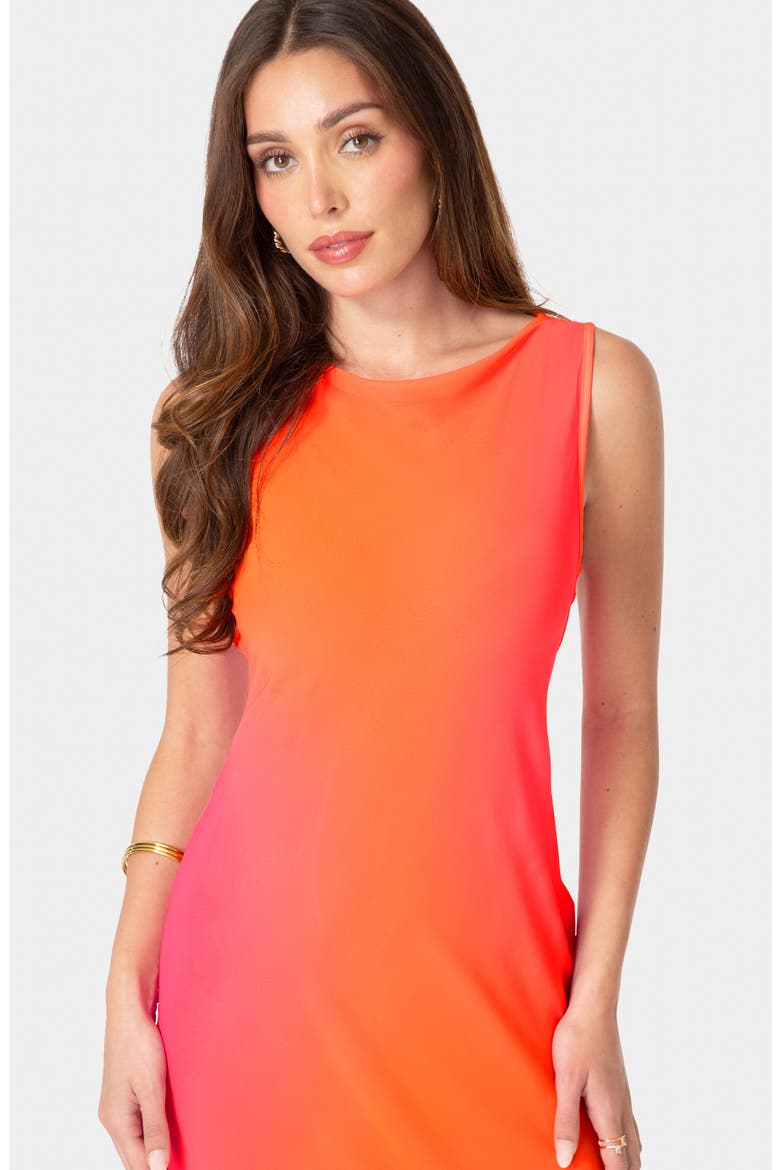 Smudge Chiffon Racerback Maxi Dress, Alternate, color, ORANGE/ FUSHIA