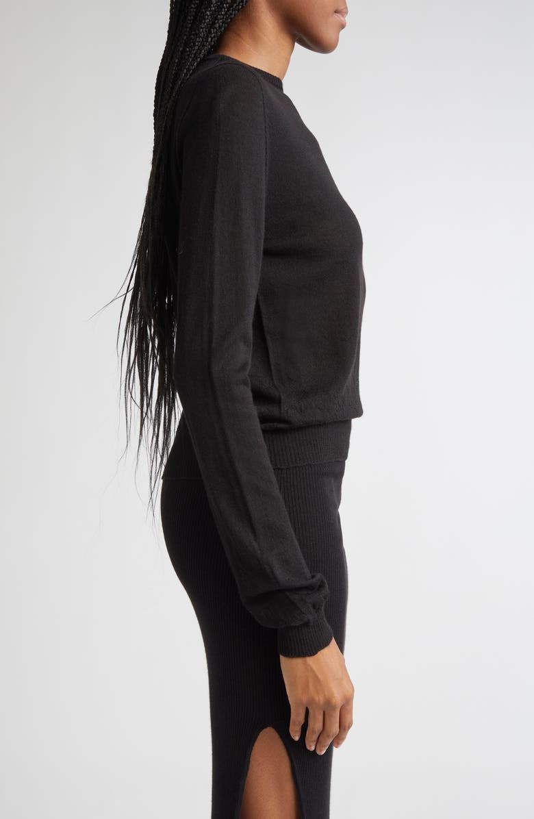 Rick Owens Biker Level Virgin Wool Crewneck Sweater, Alternate, color, Black