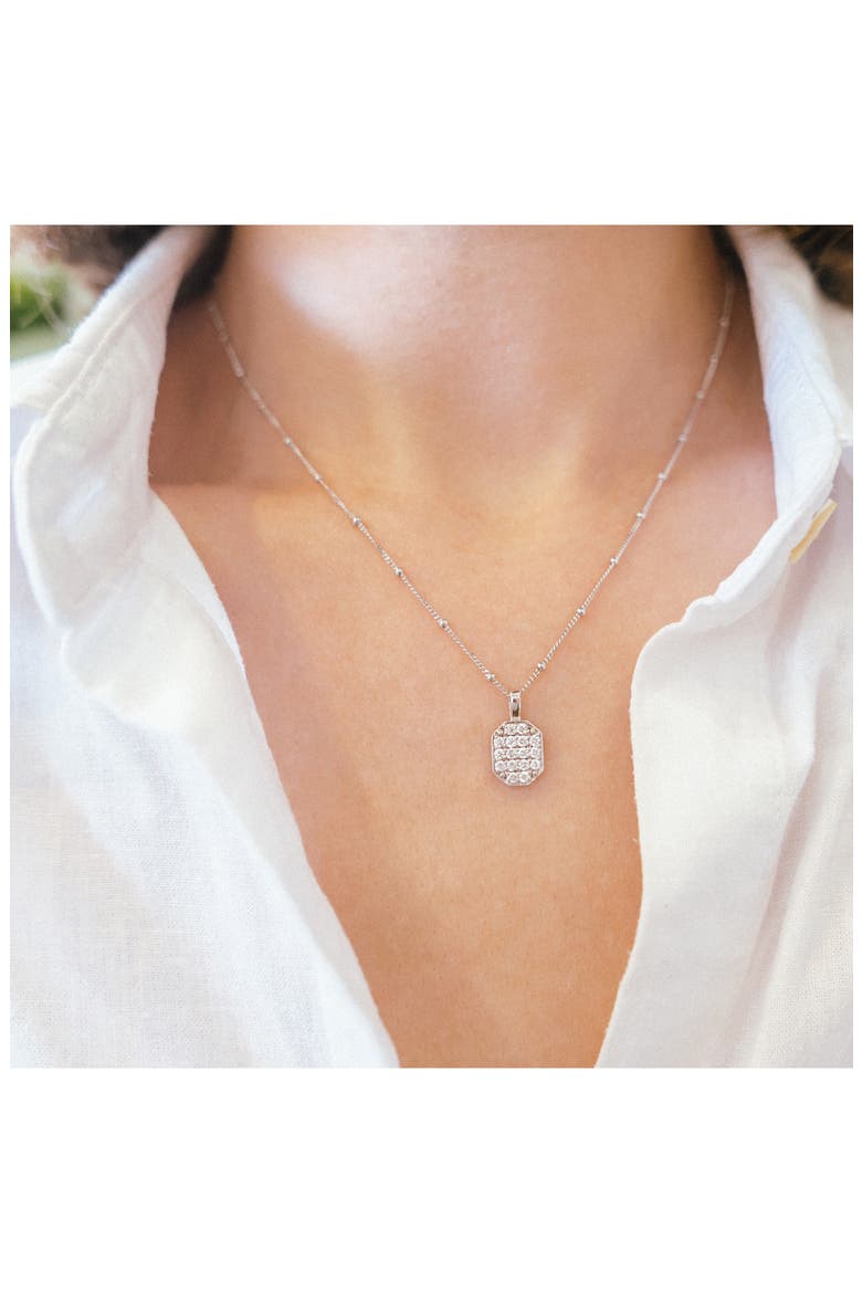 Small Pav� Diamond Tag Pendant, Alternate, color, 18K WG