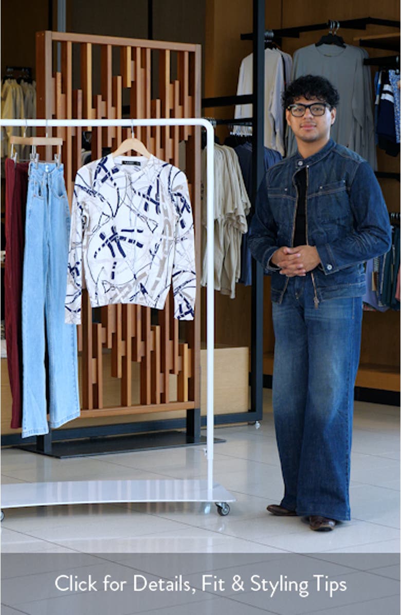 Belting Print Cotton Blend Sweater, sales video thumbnail