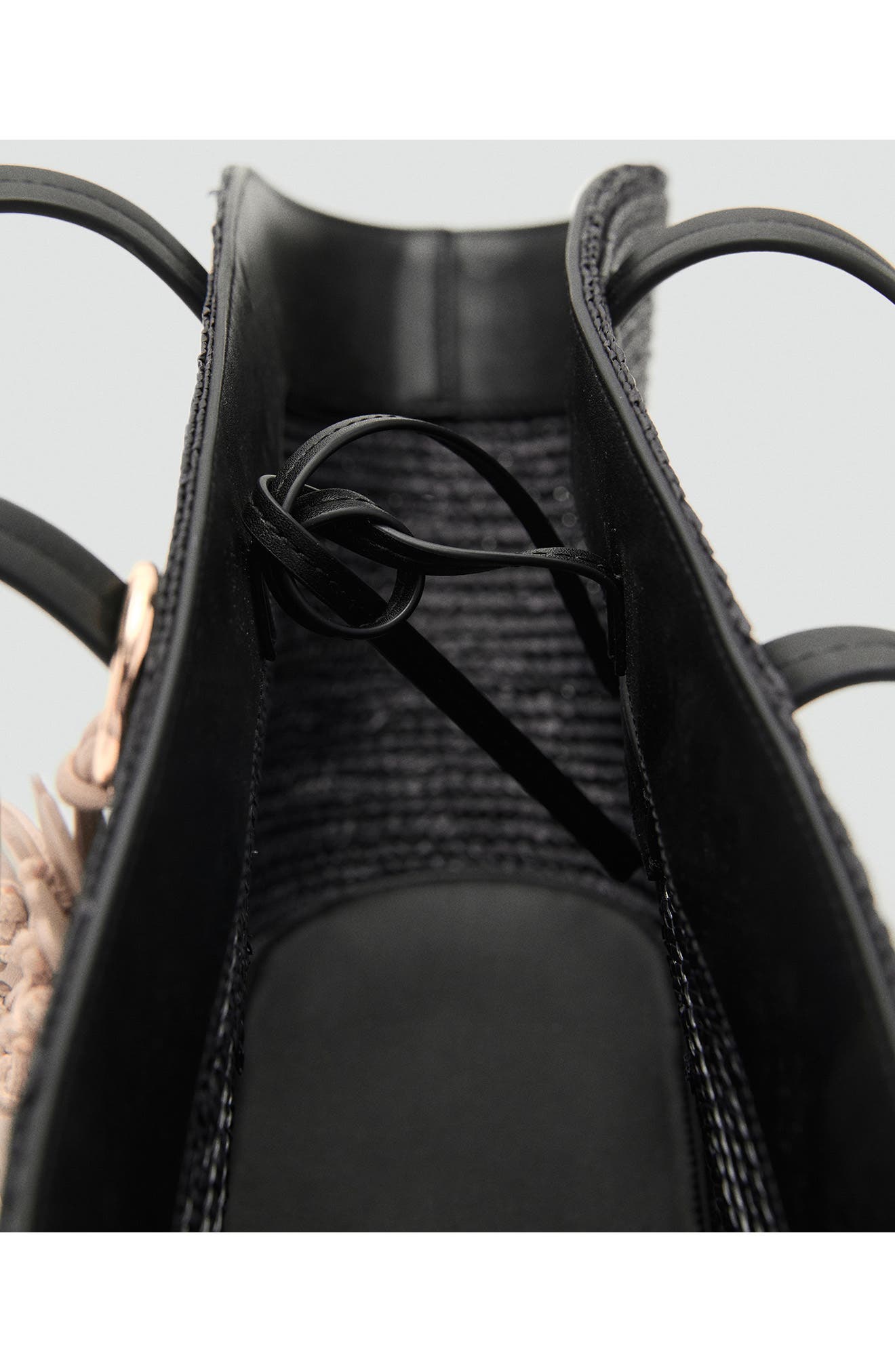 MANGO Medium Double Handle Natural Fiber Bag, Alternate, color, Black