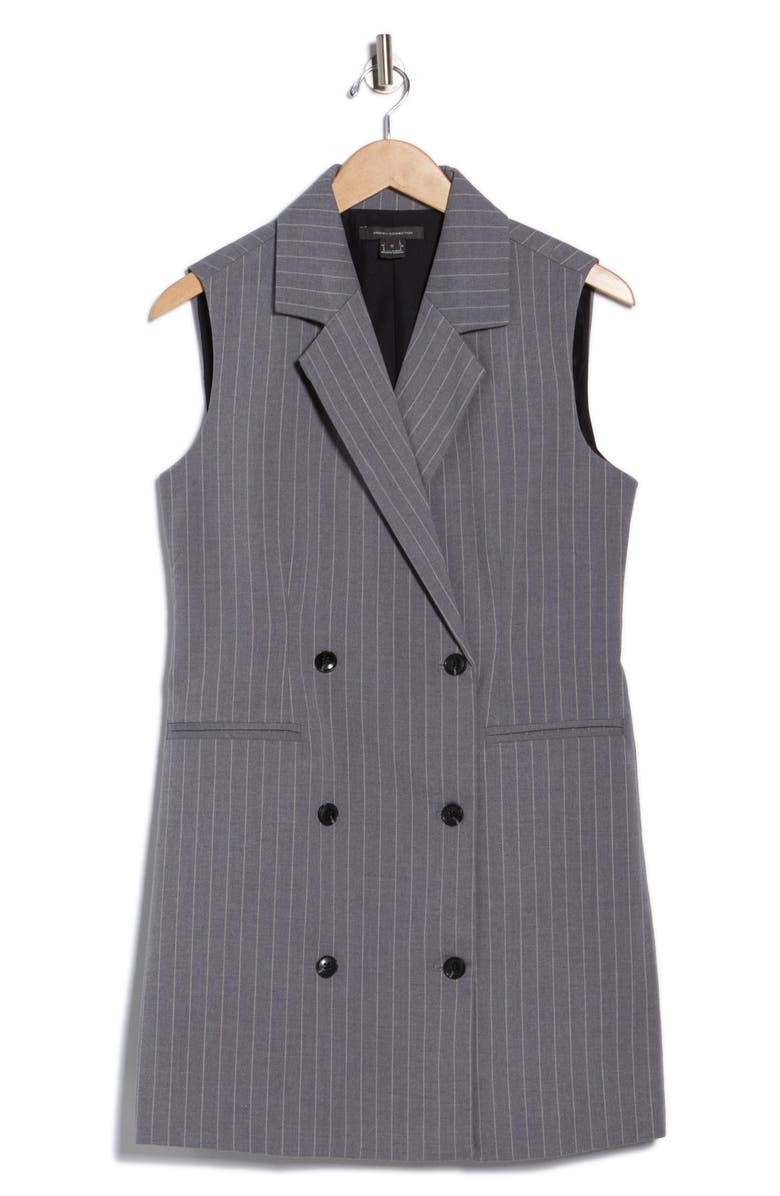 French Connection Pinstripe Sleeveless Blazer Dress, Alternate, color, Grey Pinstripe