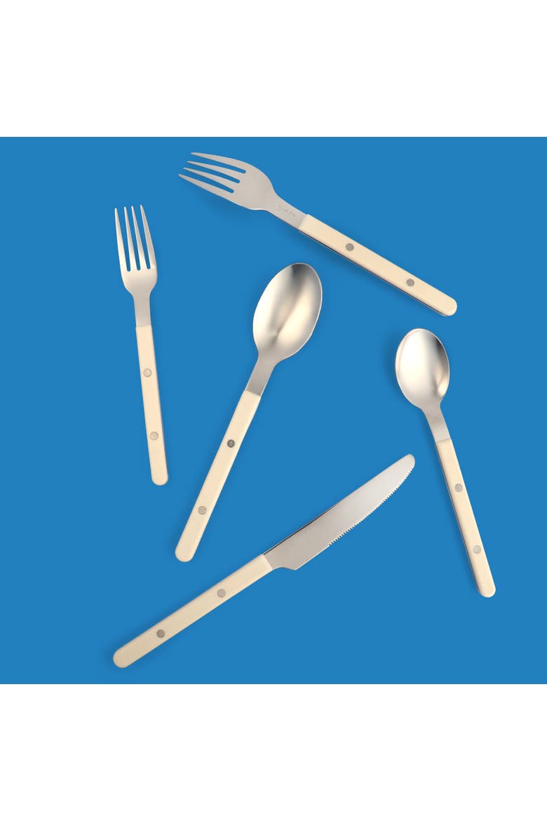 20-Piece Stainless Steel Flatware Set with ABS Handles, Service for 4, Alternate, color, Linen