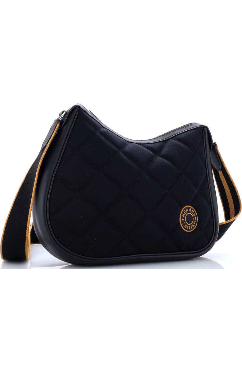 Pre-Owned Hermes Horseback Shoulder Bag Woolycot Canvas and Leather, Alternate, color, Bleu Nuit