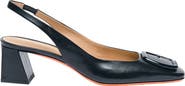 Santoni Leather mid-heel slingback